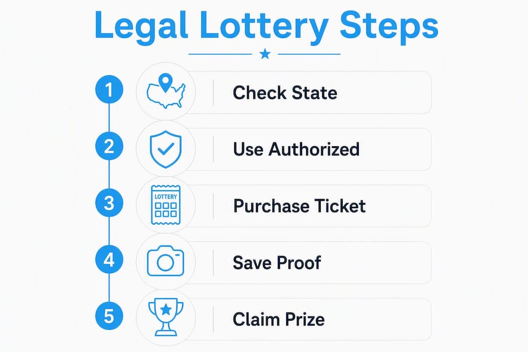Infographic of step-by-step legal lottery playing process