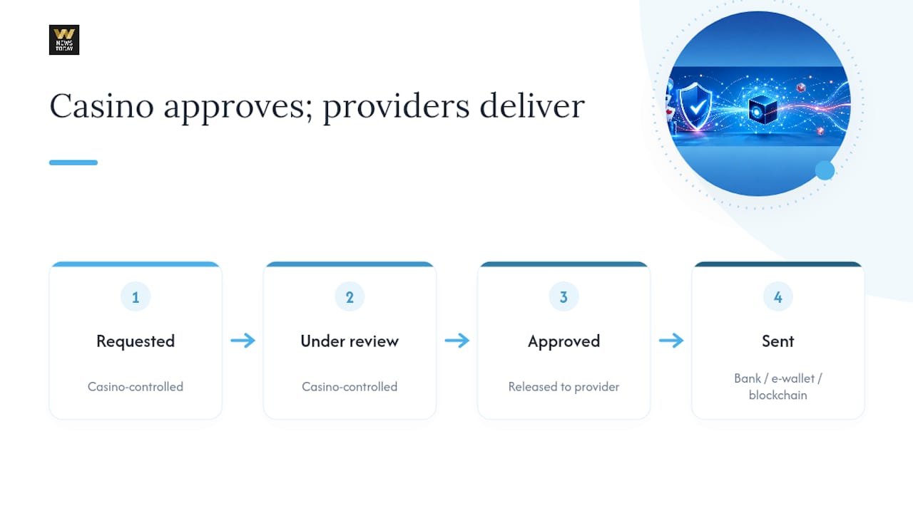 Withdrawal stages and payment handoff diagram