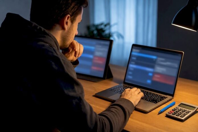 Bettor comparing two anonymous sportsbook interfaces