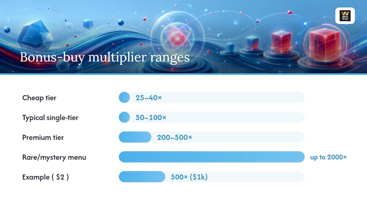 Bonus buy multiplier ranges and cash example