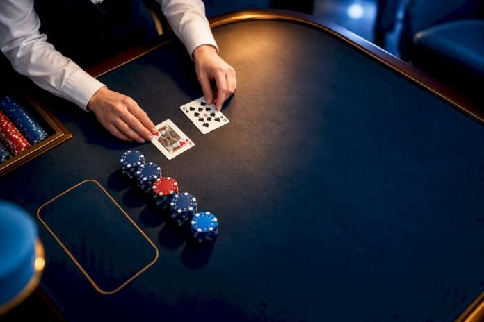Baccarat cards and side-bet chips